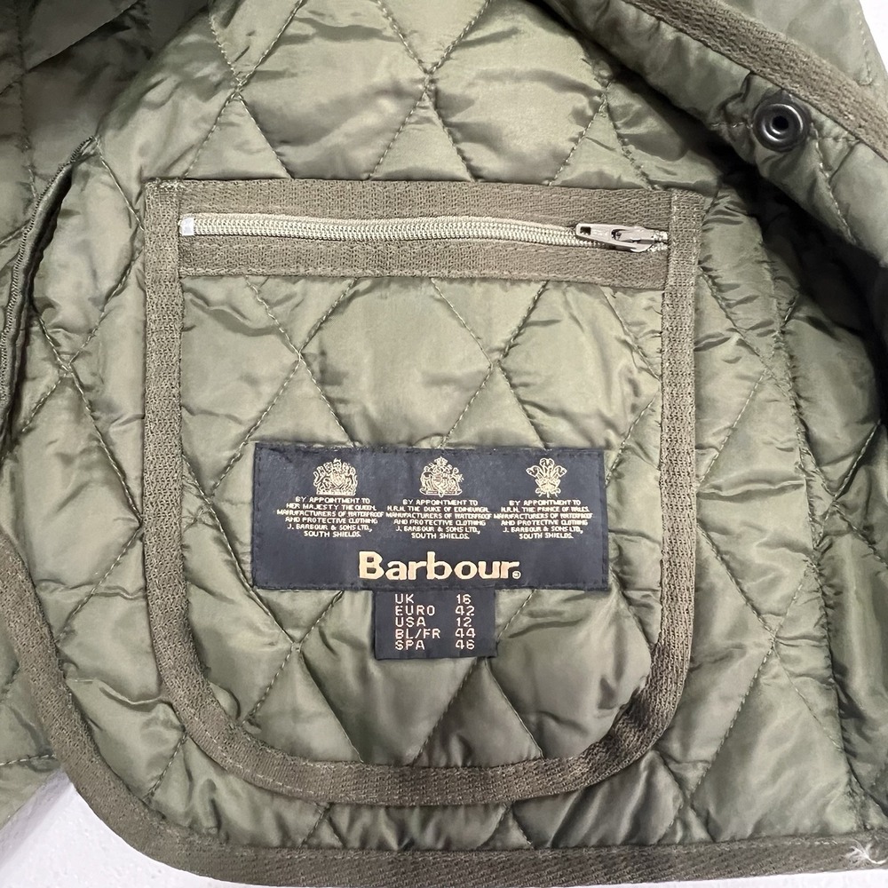 Barbour Heritage Liddesdale Quilted Jacket Coat Women's 12 Olive Green - Picture 13 of 16